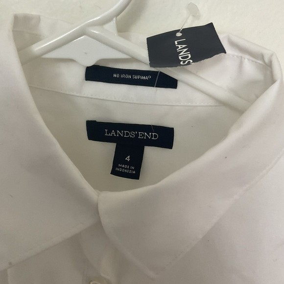 Lands End Womens 4 Blouse White Button Collar Long Sleeve Cotton Brand New - Picture 5 of 8